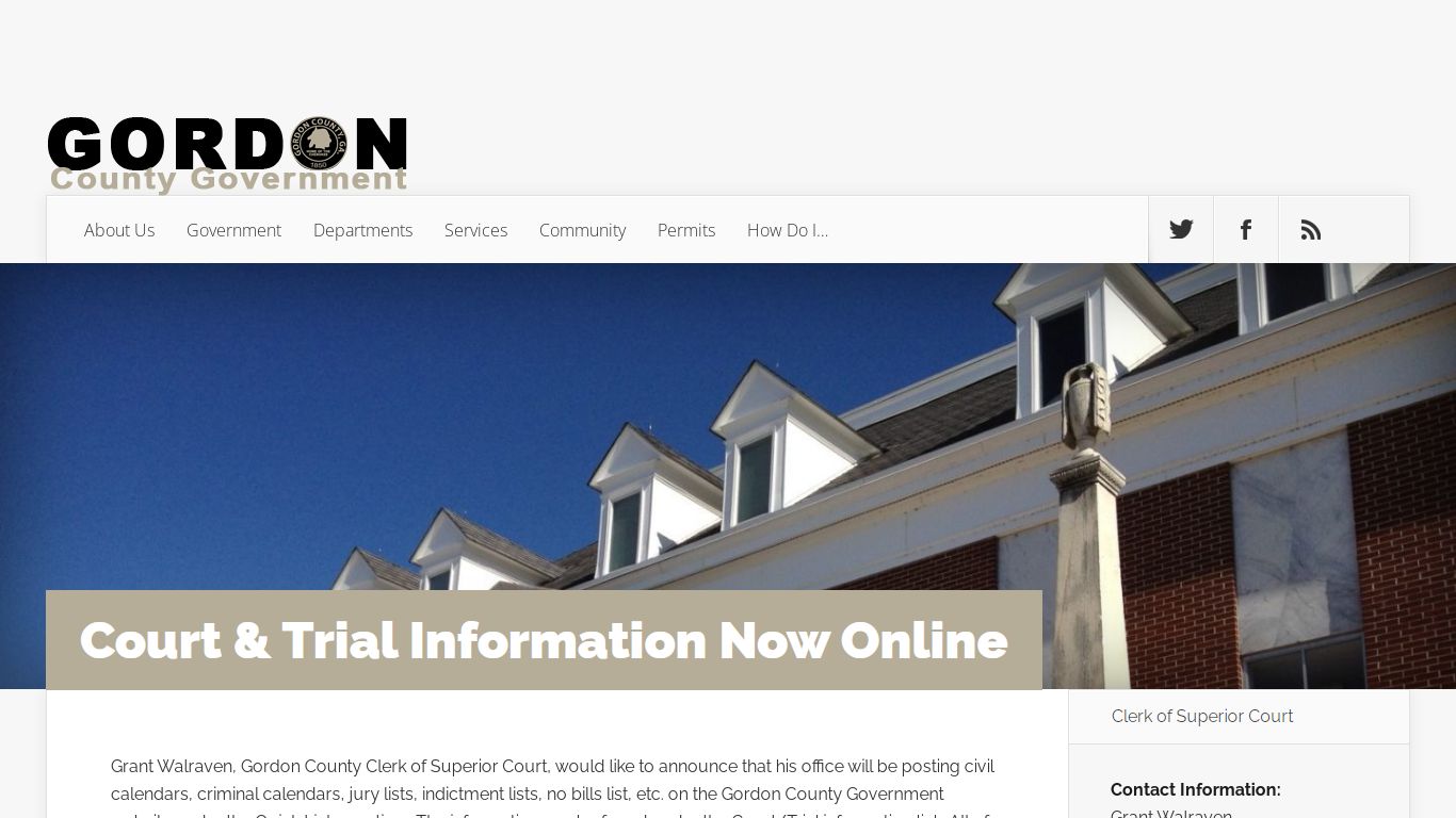 Court & Trial Information Now Online | Gordon County Government